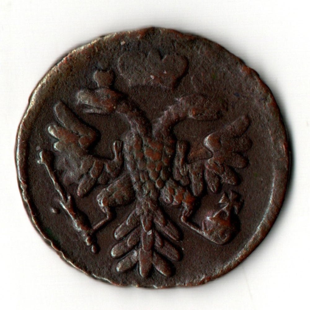 Денга 1737 год. Анна Иоанновна. Рельеф