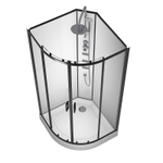 Душевая кабина Loranto NEO 90x90x(190+15) с низким поддоном 15см, прозрачное закаленное стекло 5 мм, задние стеклянные стенки белые, профиль черный-матовый (CS-21811)