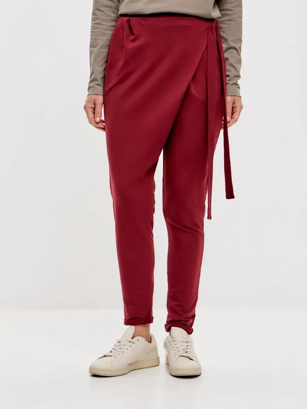 Штаны оверсайз на завязках с запахом большие размеры