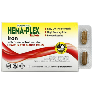 Nature's Plus Hema-Plex 10 slow-release tablets , Хема - Плекс, Железо Комплекс