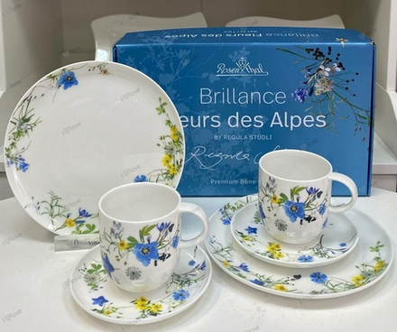 Набор для завтрака на 2 персоны 6 предметов с высокими чашками Rosenthal Fleurs des Alpes