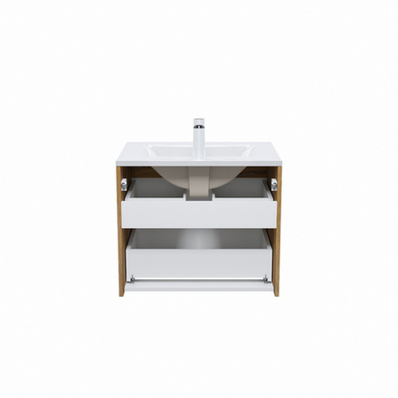 Тумба с умывальником IDDIS Cloud, подвесная, 60 см, белая/золотистый дуб, CLO60Y0i95K