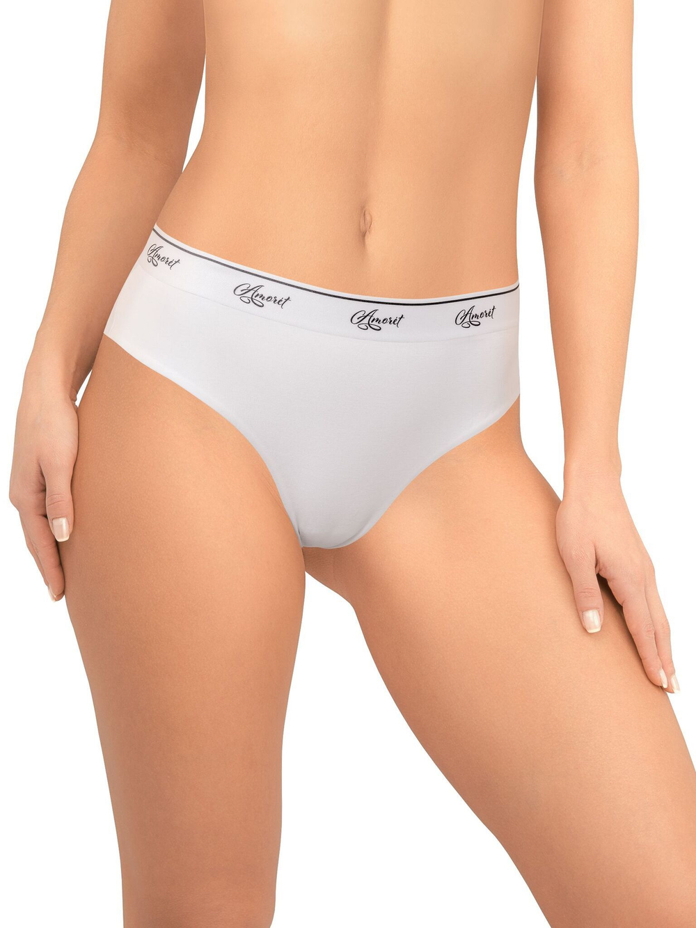 Трусики-бразилиана из двойного хлопкового полотна (Размер: M) (Цвет: белый)