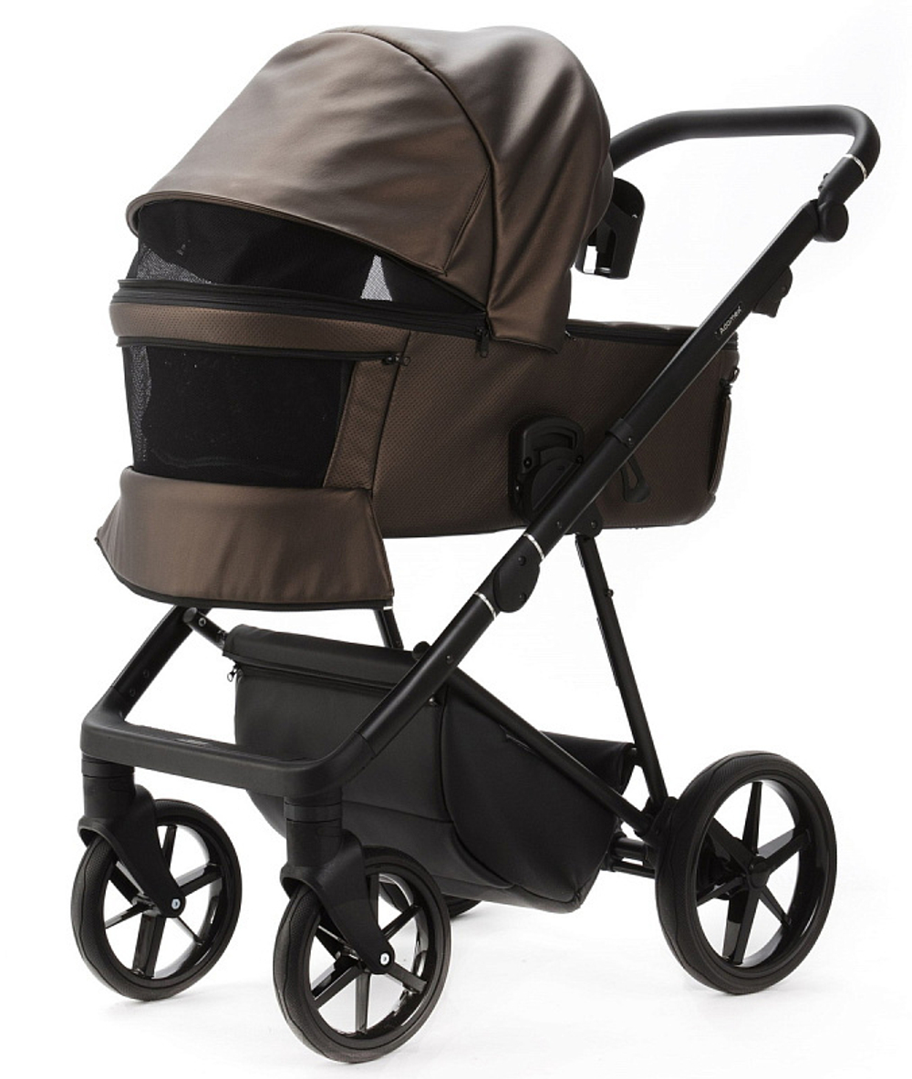 Детская коляска Adamex Vasco Deluxe 2 в 1 V-SM16 (БЕЖ МЕТАЛИК КОЖА)