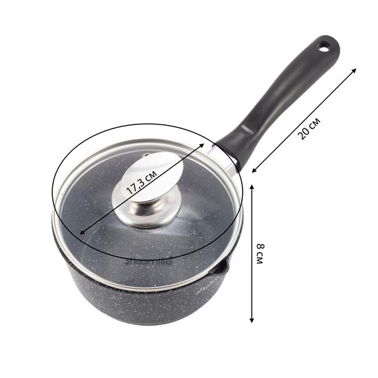 Ковш с крышкой 1,35 л. из литого алюминия Kamille KM-4436 с мраморным покрытием