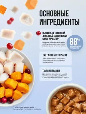 Пауч кусочки в соусе для котят и беременных кошек, с белой рыбой и тыквой