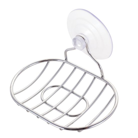 Мыльница овальная хромированная на присоске Besser BS 0104 (13х9х4,5 см)