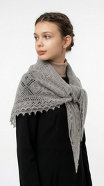 Оренбургский пуховый платок-паутинка А110-03 серый