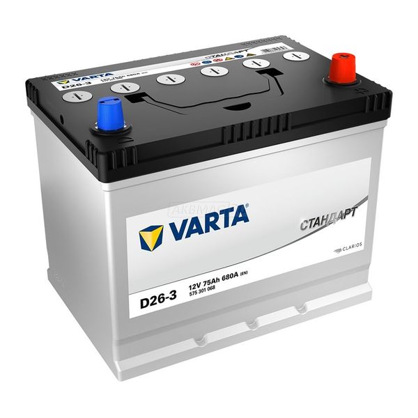 Аккумулятор автомобильный VARTA СТАНДАРТ D26-3 (75R) 680 А обр. пол. 75 Ач (575301068)