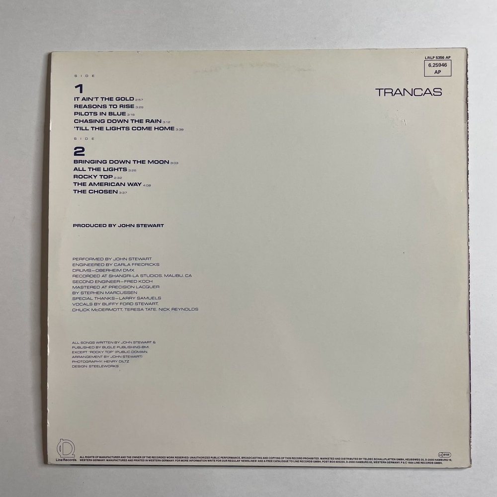Винтажная виниловая пластинка LP John Stewart Trancas (Germany 1984)