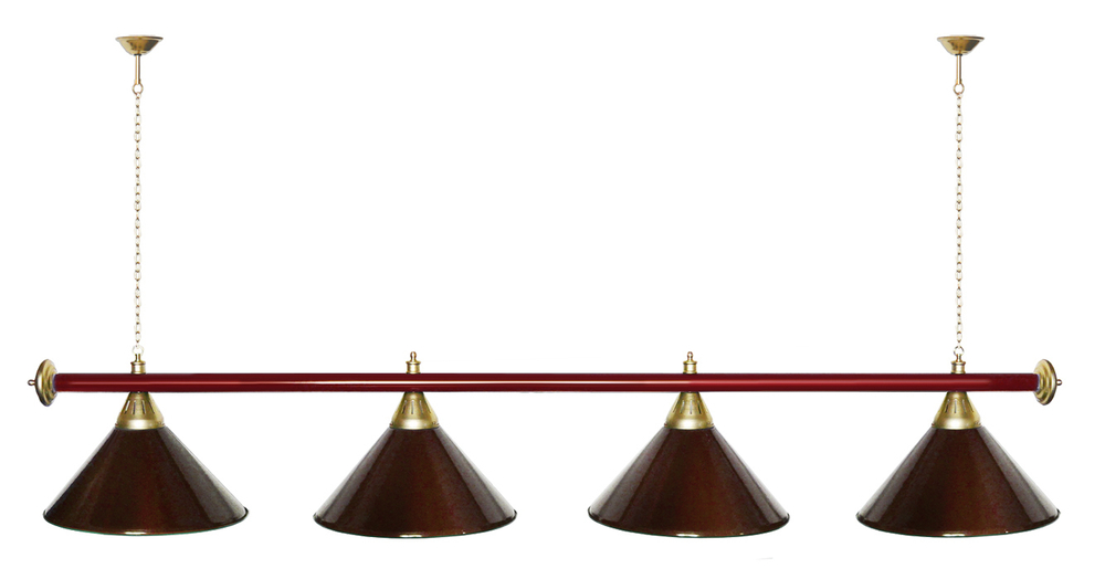 Лампа STARTBILLIARDS 4 пл. (плафоны зеленые,штанга золотая,фурнитура золото)