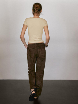 Massimo Dutti Футболка из смесового хлопка, светло-зеленый