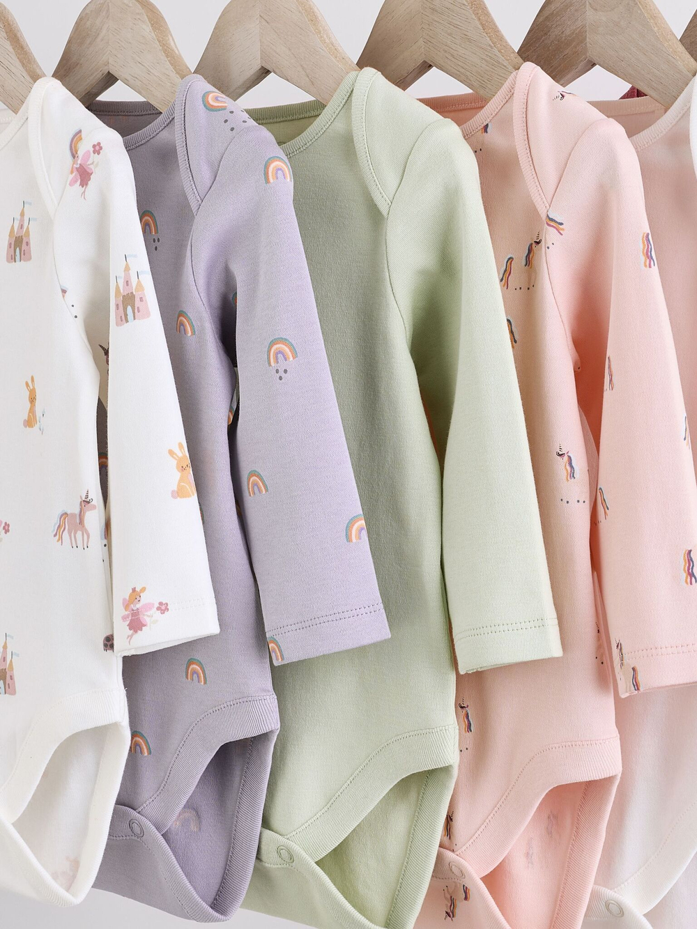 Боди с длинным рукавом для малышей Next N95-304, 7 шт., Белый, Розовый, Салатовый