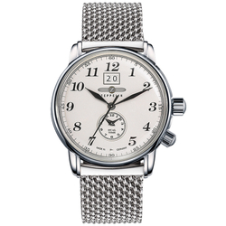 ZEPPELIN Piaget Collection 7644M 5 Quartz Movement Dual Time Zone Men"s Watches Watch 42 White Dial