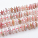 Опал розовый бусины, галтовка, размер около 8,5-12*2-4 мм, цена за отрезок 19 см (1/2 нити)