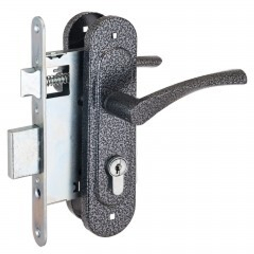 Замок врезной Птимаш ЗВ4-3.07 (ЗВ4-0623) серебро м/о 55, с/руч  /9672