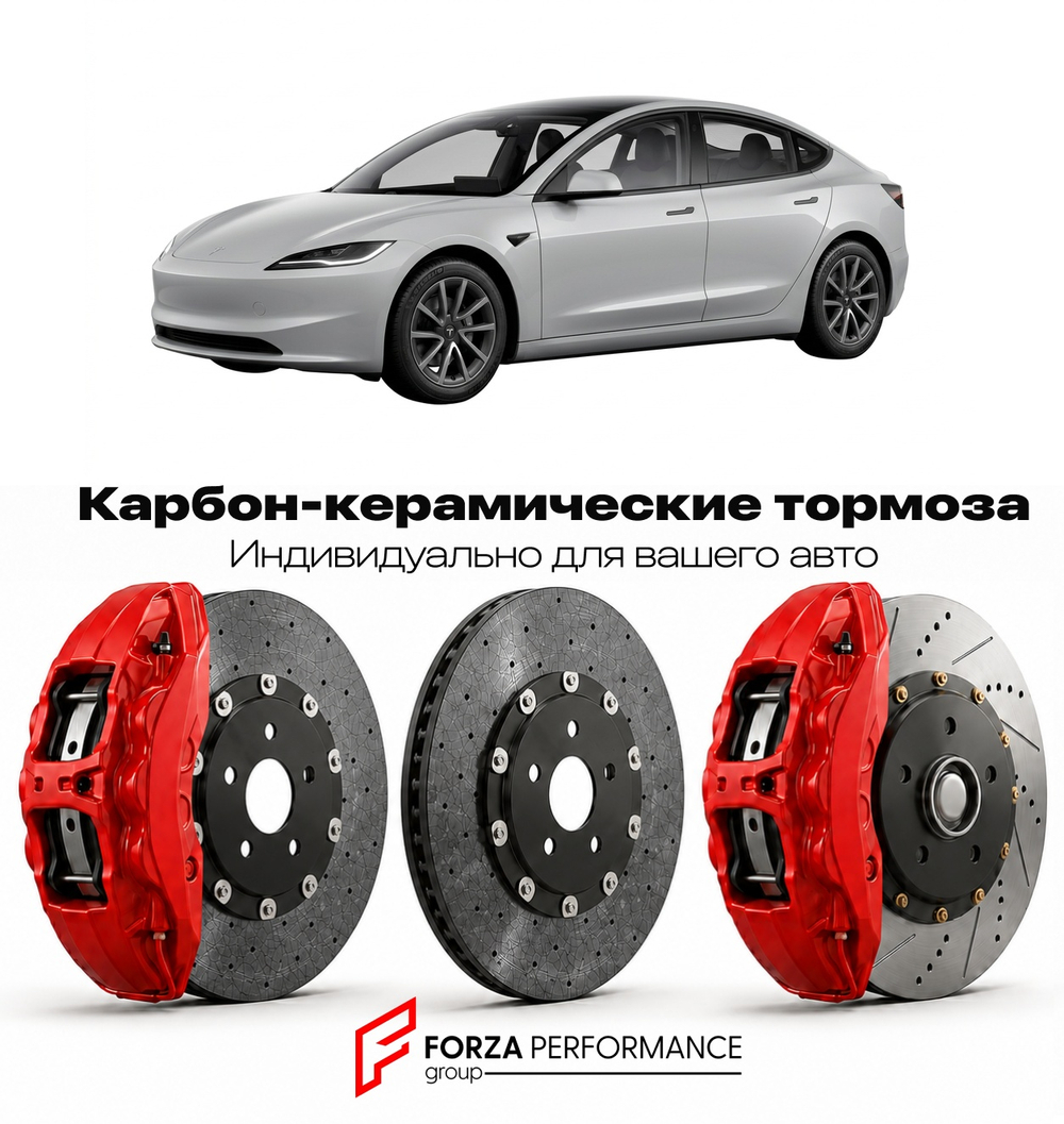 Карбон-керамическая тормозная система для Tesla Model 3 II Highland 2023-2026 Тесла