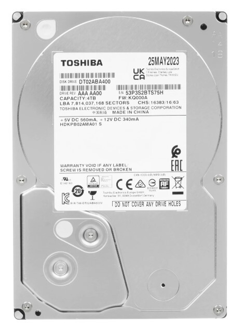 Жесткий диск 4TB SATA 6Gb/s Toshiba (KIOXIA) DT02ABA400