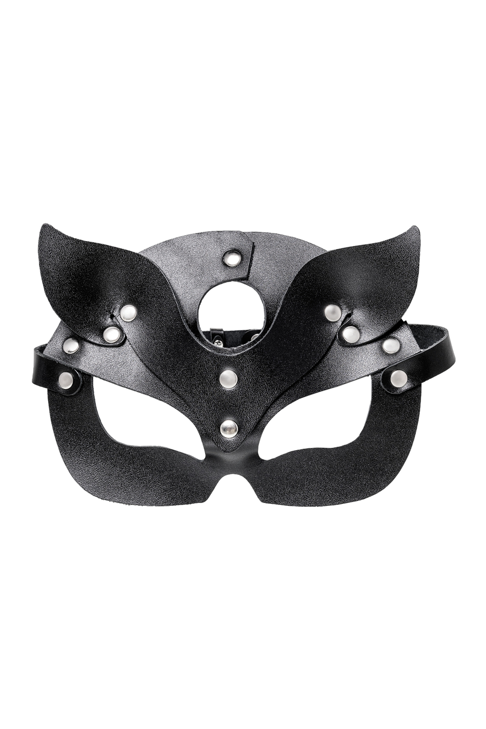 Маска кошки рельефная натуральная кожа чёрная