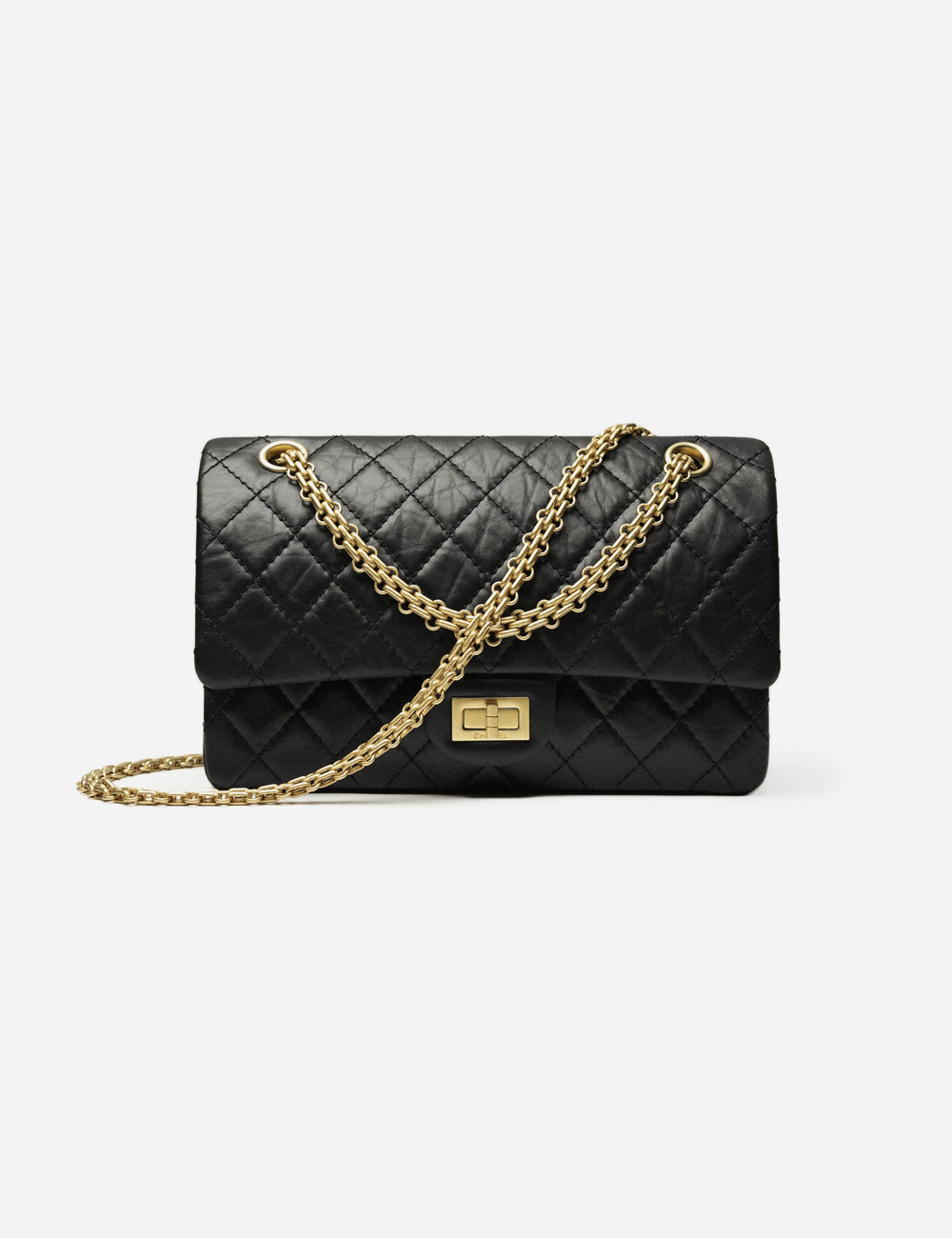 Сумка Chanel 2.55 Handbag Aged Calfskin & Gold-Tone Metal "Black"