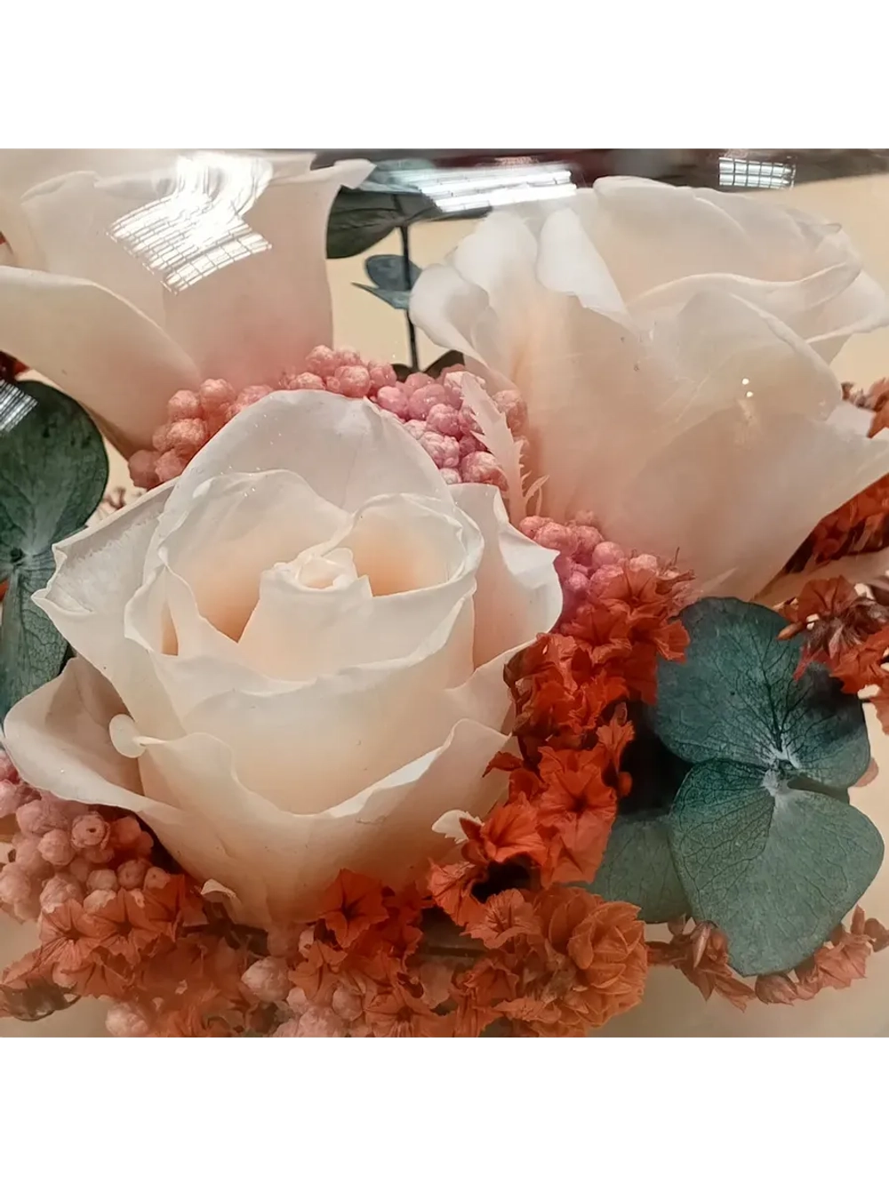 натуральные кустовые розы в стекле, вакуум*