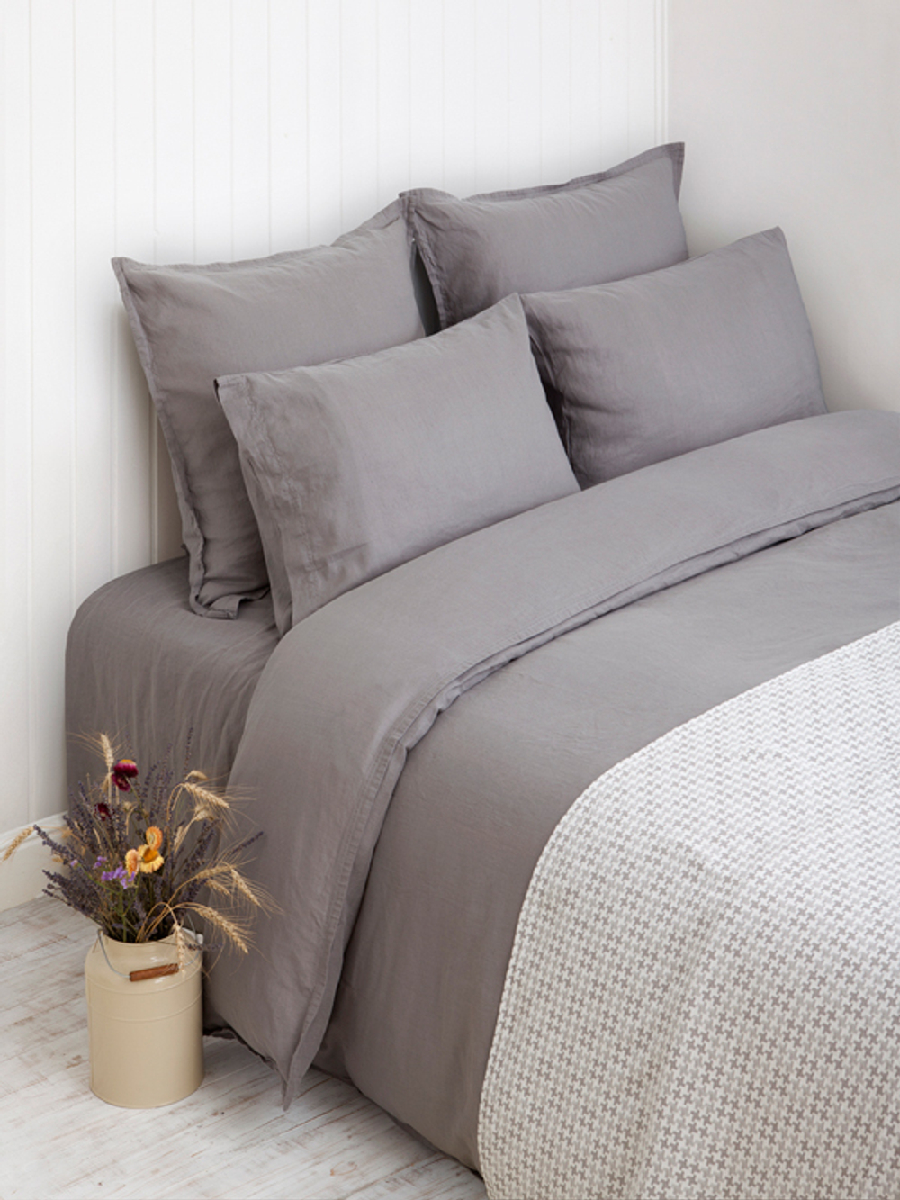 Постельное белье 2 спальное евро Bovi Linen серое Португалия