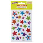 Наклейки объемные "Звезды", многоразовые, с блестками, 10х15 см, ЮНЛАНДИЯ, 661807