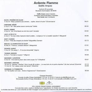 Gaelle Arquez, Orchestre National Bordeaux Aquitaine, Paul Daniel / Ardente Flamme (CD)