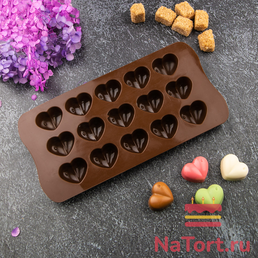Форма силиконовая «Сердечки» 15 ячеек