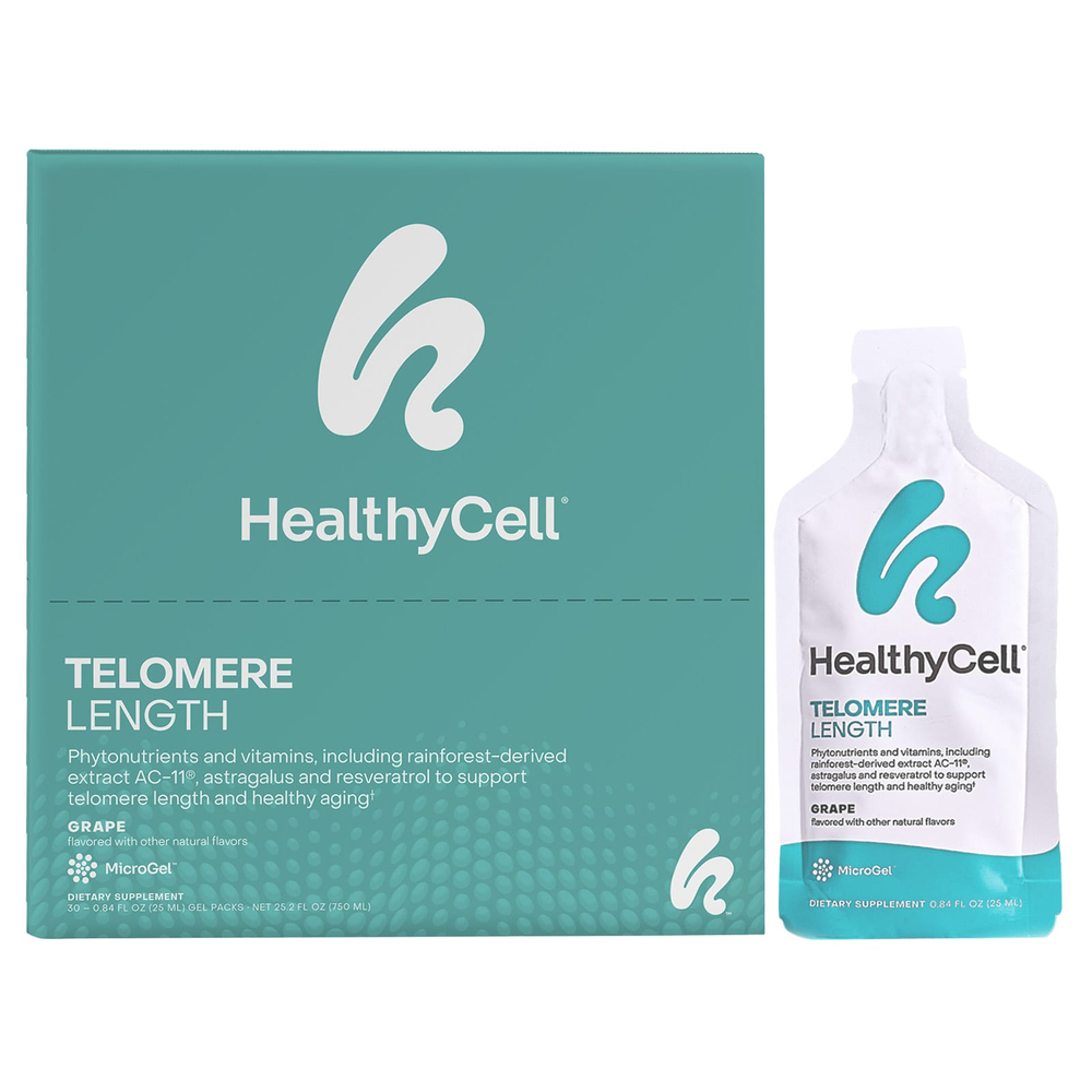 HealthyCell, Telomere Length, виноград, пакетики из 30 гелей по 25 мл (0,84 жидк. Унции)