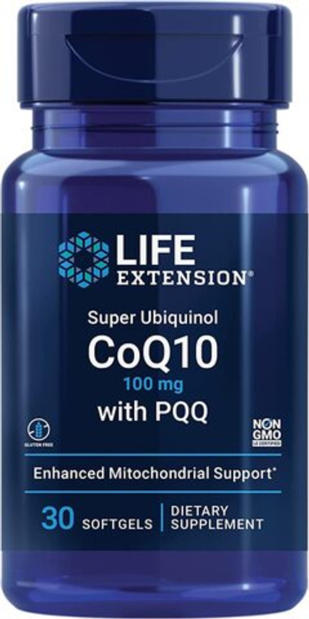 Life Extension, Коэнзим Q10 с пирролохинолинхиноном, Super Ubiquinol CoQ10 with PQQ, 30 капсул
