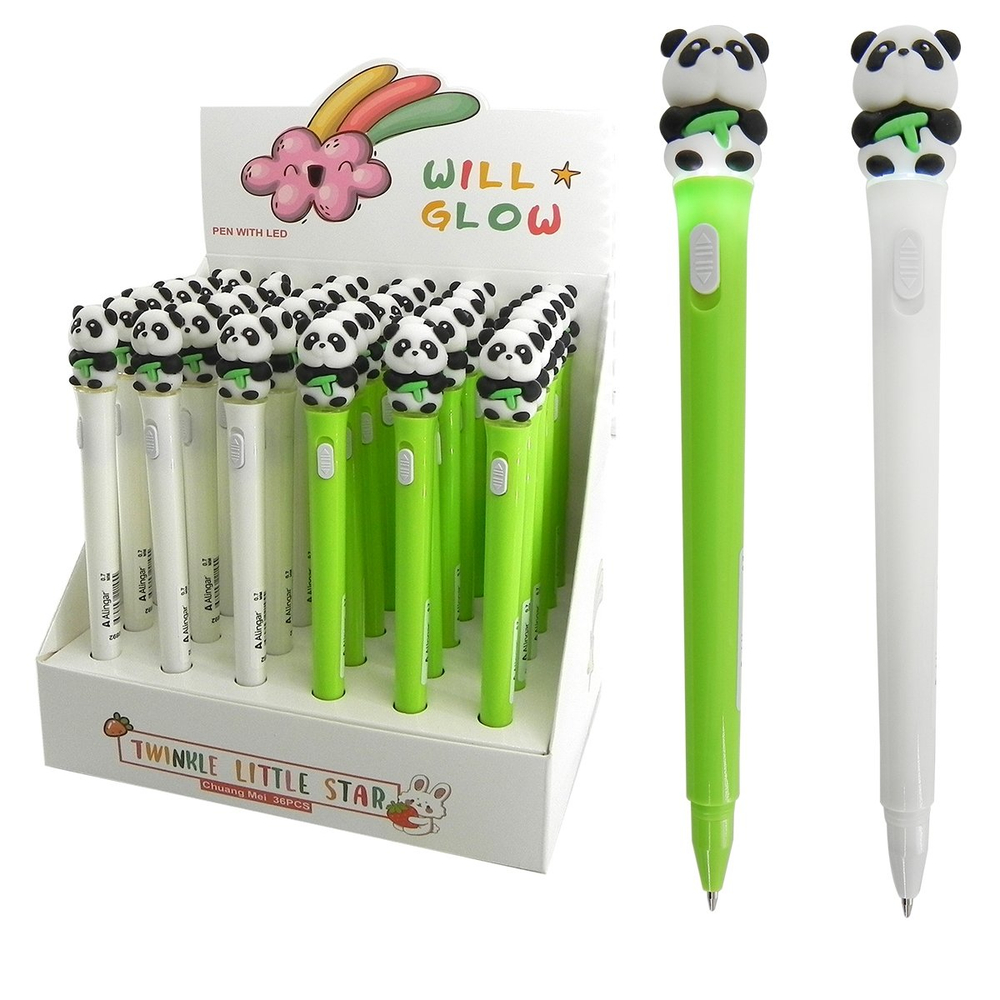 Ручка шариковая Alingar, " Панда ", 0,7 мм, синяя, с подсветкой, круглый, цветной, пластиковый корпус, карт. уп.