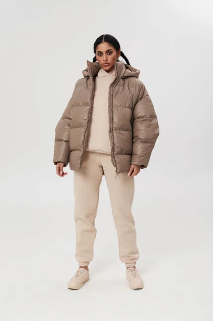 Пуховик средней длины 2.0 цвета капучино