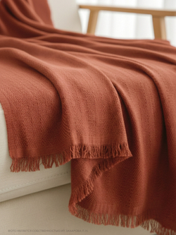 Плед "Merlin" с бахромой 220х240, цвет Терракотовый