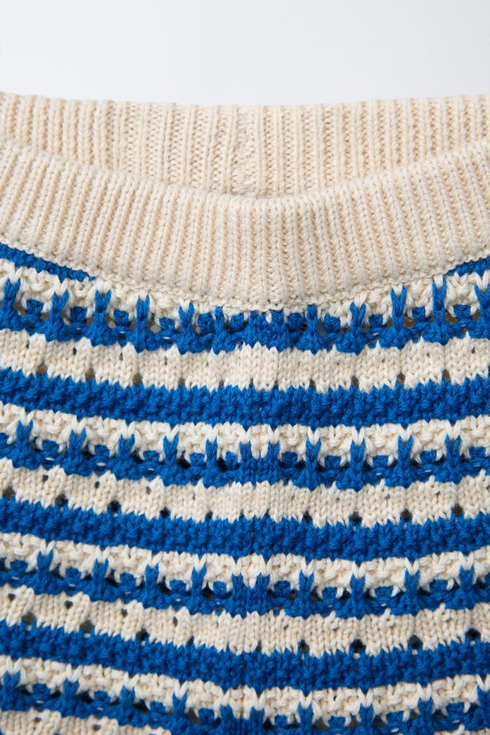 ZARA ШОРТЫ ИЗ ТРИКОТАЖА В ПОЛОСКУ, СИНИЙ