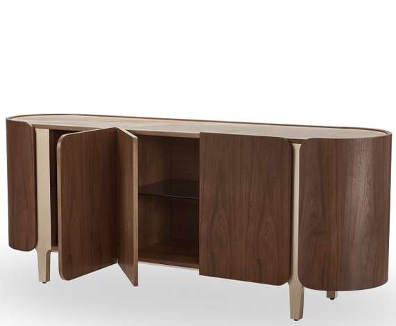 Комод Shelf 200х80 см, шпон ореха, белая керамика