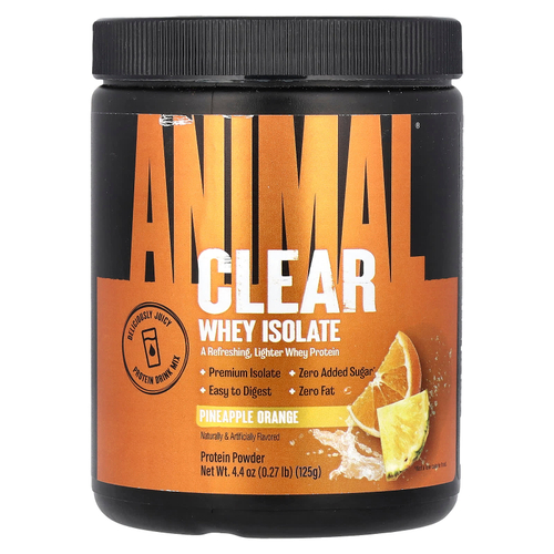 Animal, Clear, сывороточный изолят, со вкусом ананаса и апельсина, 125 г (0,27 фунта)