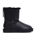 Ugg Kids Classic Short Zip Leather Black