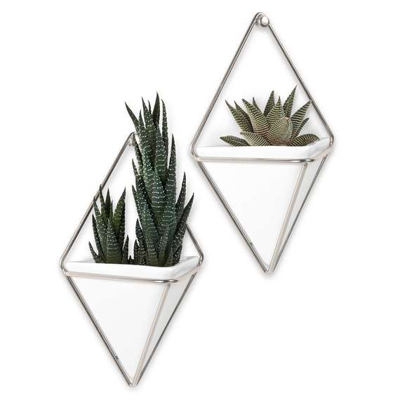 Кашпо для цветов настенное Trigg, 19х23 см, белое/никель