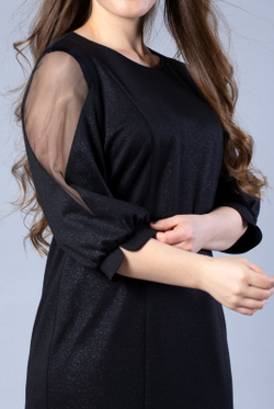 Платье женское 3898ЛП, блеск черный #359БЧ053898ЛП