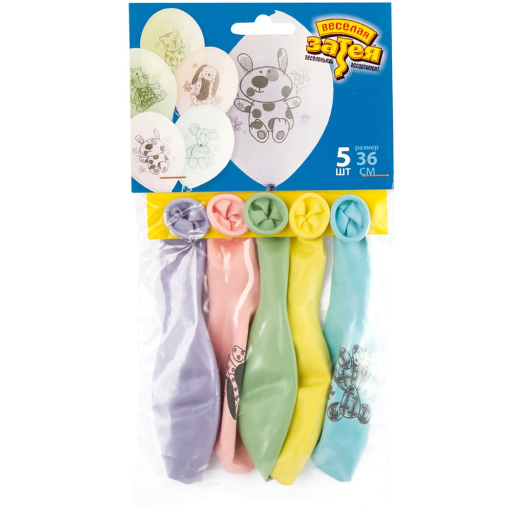 Набор шаров рис Зверюшки-Игрушки 36см5шт