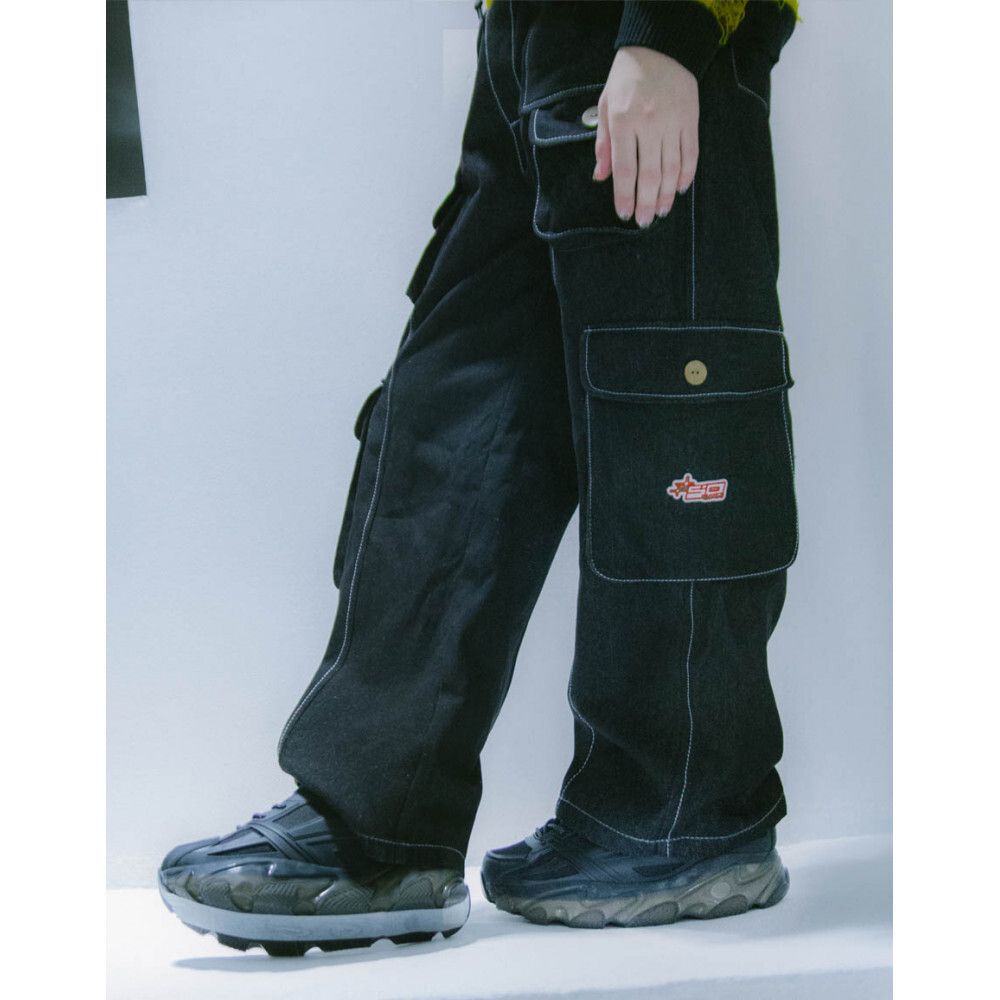 Купить Джинсы SoWhat? Карго Плотные Широкие Черные Джинсы SoWhat? Карго Плотные Широкие Черные