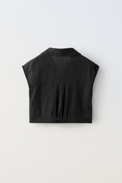 ZARA ТОП ИЗ РЕЛЬЕФНОЙ ТКАНИ С УЗЛОМ, ЧЕРНЫЙ