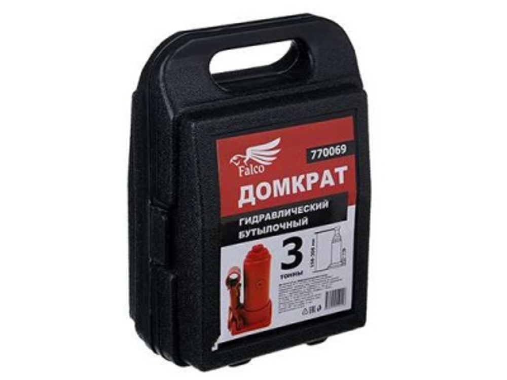 Домкрат гидравлический бутылочный 3т высота подъема 158-308мм в кейсе ЕРМАК