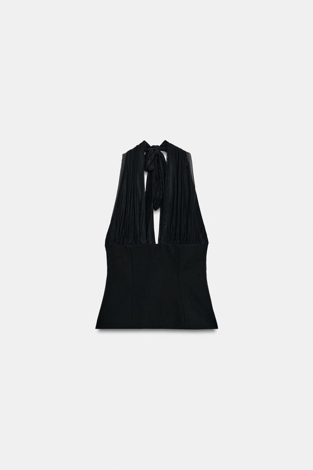 ZARA ТОП С ГОРЛОВИНОЙ ХАЛТЕР, ЧЕРНЫЙ