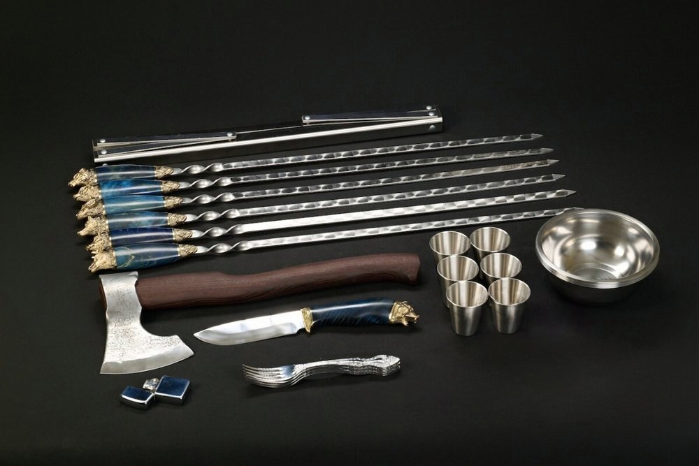 Набор для пикника «Викинг №2 Премиум» 6 шт. синяя карельская береза