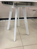 Стол Элип-1 Профиль Мрамор 2 ф/п Каркас белый