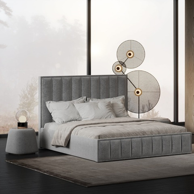 Кровать Эмили в сером велюре-букле 180