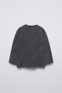 ZARA ФУТБОЛКА СО СТРАЗАМИ, АНТРАЦИТОВО-СЕРЫЙ