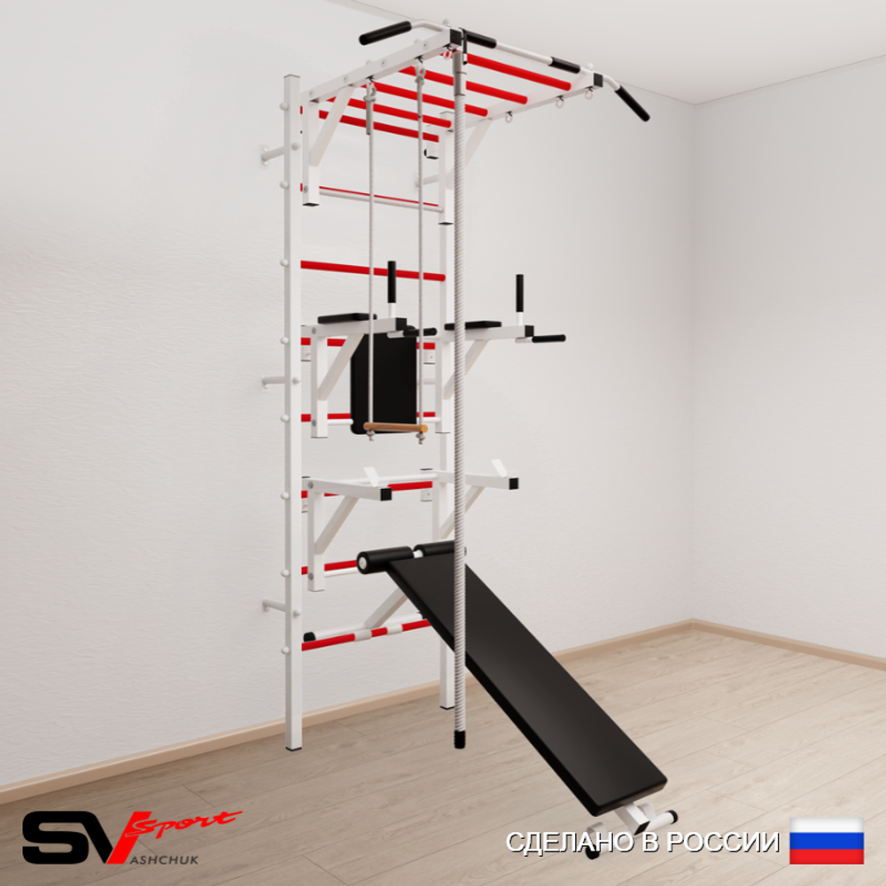 Шведская стенка Sv Sport усиленная 666 (Турник рукоход/Брусья/Стойка/Скамья/Канат/Трапеция)